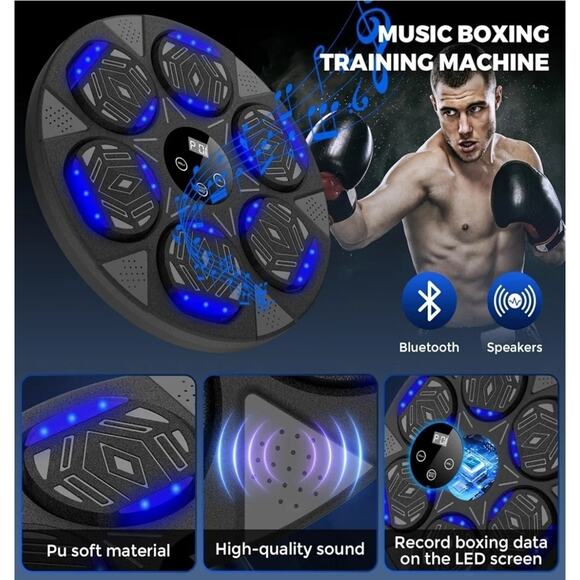 Boxing Machine, Wall Mount Boxing Trainer for Kids, Adults, Bluetooth w/ Gloves - Picture 4 of 6